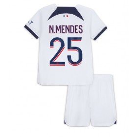 Paris Saint-Germain Nuno Mendes #25 Borta Kläder Barn 2023-24 Kortärmad (+ Korta byxor)